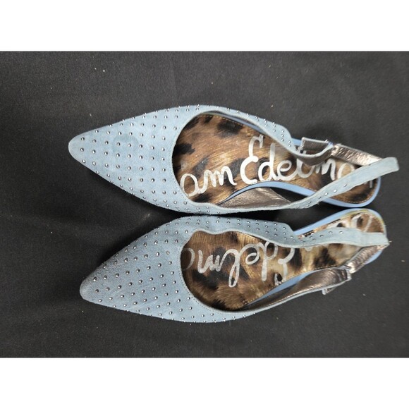 Sam Edelman Women's Idahlia Blue Suede Studded Slingback Flats Black Sz 8.5M EUC - Picture 2 of 6
